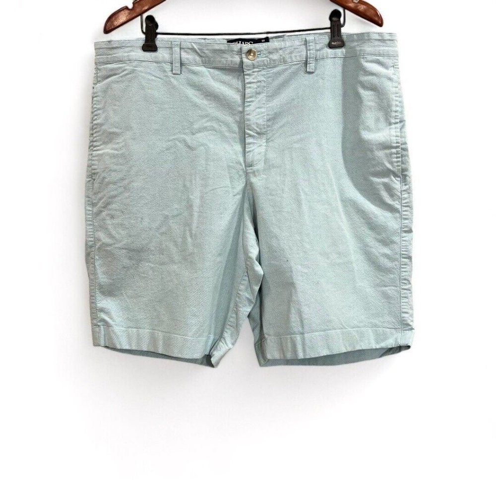 CHAPS Chino Shorts Men 38 Light Blue Stretch Flat Front Casual Preppy Cotton